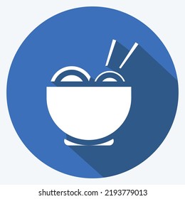 Icon Ramen. suitable for Japanese symbol. long shadow style. simple design editable. design template vector. simple illustration