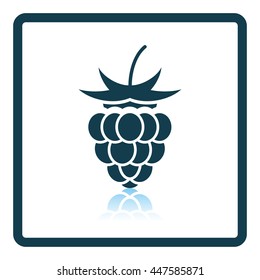 Icon of Raspberry. Shadow reflection design. Vector illustration.