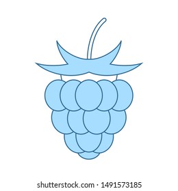 Icon Of Raspberry. Thin Line With Blue Fill Design. Vector Illustration.