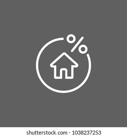 Icon Of Rate For Mortgage. Percent, House, Real Estate. Loan Concept. Can Be Used For Topics Like Banking, Property Insurance, Credit