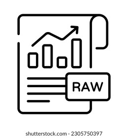 Un icono del archivo de datos sin formato en estilo moderno, aislado en fondo blanco