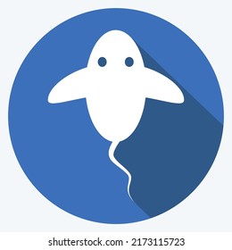 Icon Ray Fish. suitable for Sea symbol. long shadow style. simple design editable. design template vector. simple symbol illustration