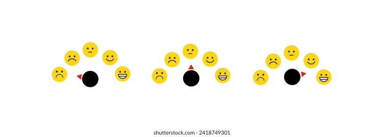 Indicador de reacción de iconos. Iconos emojis del velocímetro. Estilo plano. Iconos del vector