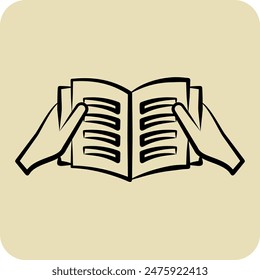 Icon Read A Book. related to Book symbol. hand drawn style. simple design illustration