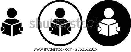 icon Reading black outline for web site design 
and mobile dark mode apps 
Vector illustration on a white background