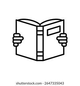 Icon of reading a book with fingers holding it
