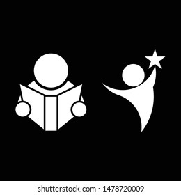 icon reading book and reach the dream.  simple and elegan for logo too.