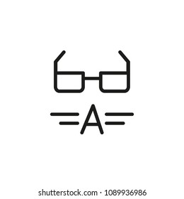 Icon of reading glasses. Eyewear, information, eyesight. Knowledge concept. Can be used for topics like vision, eye exam, leisure