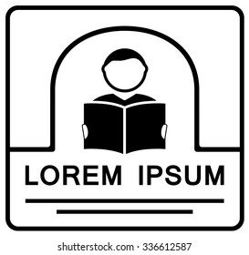 icon with reading man silhouette with book on hand