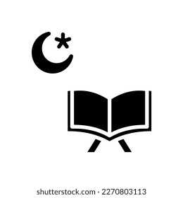 Symbol Reading Quran, Open Quran, Symbol Ramadan Kareem, Vektorgrafik, bearbeitbare Farbe