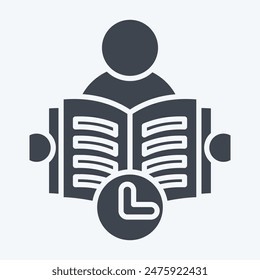 Icon Reading Time. related to Book symbol. glyph style. simple design illustration
