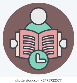 Icon Reading Time. related to Book symbol. color mate style. simple design illustration