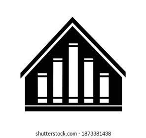 Icon of real estate commercial, residential and industrial black isolated retro flat building, house, home web button vector illustration