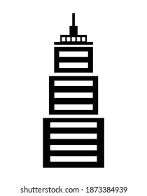 Icon of real estate commercial, residential and industrial black isolated retro flat building, house, home web button vector illustration