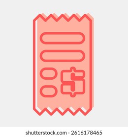 Icon receipt. Cashless society elements. Icon in two tone style.