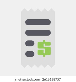 Icon receipt. Cashless society elements. Icon in flat style.