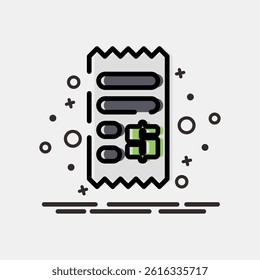 Icon receipt. Cashless society elements. Icon in MBE style.