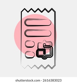 Icon receipt. Cashless society elements. Icon in color spot style.