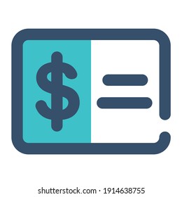 icon receipt using filled line style and blue color