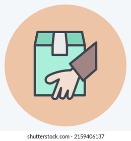 Icon Receive Parcel. suitable for education symbol. color mate style. simple design editable. design template vector. simple illustration