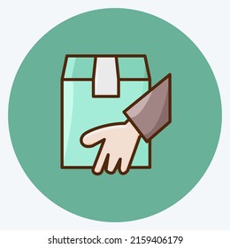 Icon Receive Parcel. suitable for education symbol. flat style. simple design editable. design template vector. simple illustration