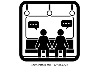 Icono recomendando que se abstenga de hablar en el tren