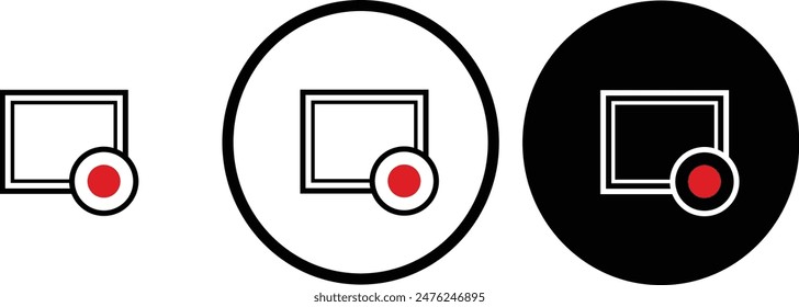 icon Record black outline for web site design 
and mobile dark mode apps 
Vector illustration on a white background