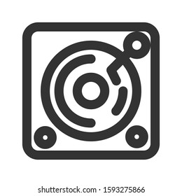 Icon record player in line style. vector illustration and editable stroke. Isolated on white background.