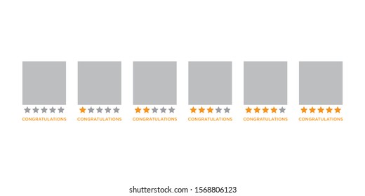 icon rectangle and five star congratulations simple