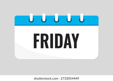 Dia do calendário da página de retângulo de ícones - sexta-feira. Vetor simples pictograma lembrete 5º dia da semana. Calendário na parede para data, lista de tarefas pendentes. Modelo para aniversário, lembrete, agenda, planejamento