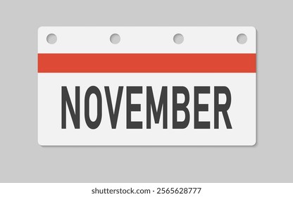 Icon rectangle page calendar month - November. Vector simple pictogram reminder 11th month of the year. Calendar on the wall for date, to-do list. Template for anniversary, reminder, schedule planning