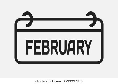 Icono rectángulo página mes calendario - febrero. Vector simple pictograma recordatorio 2º mes del año. Calendario en la pared para la fecha, lista de tareas pendientes. Plantilla para el aniversario, recordatorio, horario, planificación