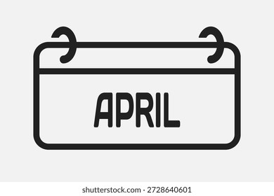 Icono rectángulo página mes calendario - abril. Vector simple pictograma recordatorio 4º mes del año. Calendario en la pared para la fecha, lista de tareas pendientes. Plantilla para el aniversario, recordatorio, horario, planificación