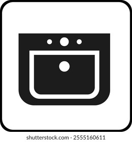 The icon of a rectangular bathroom sink. View from above. Plumbing equipment. A vector image.