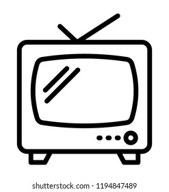 Icon of a rectangular tv having a antenna on it 