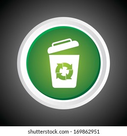 Icon of recycle Bin. garbage can. On Button. Eps-10.