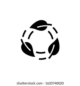 icon of recycle, eco in black flat shape design on white background