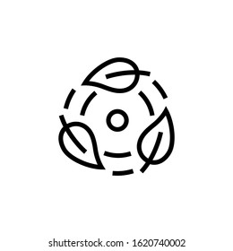 icon of recycle, eco in outline, lineart style on white background