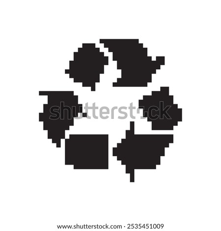 icon recycle pixel art, vector illustration on isolated background.