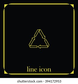 Icon of recycling sign represented by triangle made with arrows.