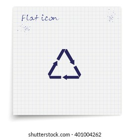 Icon of recycling sign represented by triangle made with arrows.