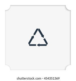 Icon of recycling sign represented by triangle made with arrows.