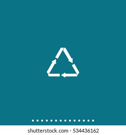 Icon of recycling sign represented by triangle made with arrows.