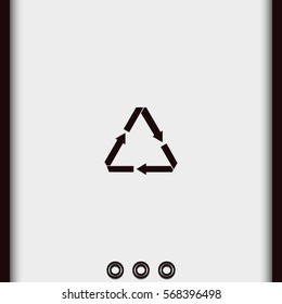 Icon of recycling sign represented by triangle made with arrows.