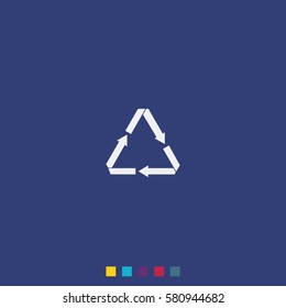 Icon of recycling sign represented by triangle made with arrows.