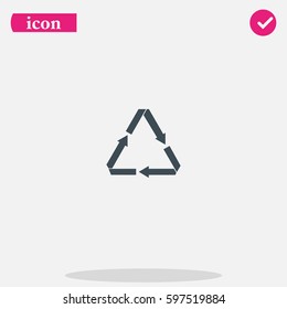 Icon of recycling sign represented by triangle made with arrows.