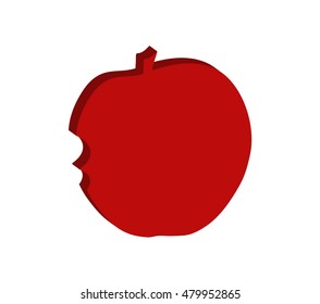 icon red apple, bitten Apple, fruit for food, vector