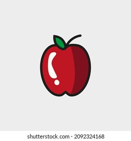 ilustración vectorial de manzana roja con línea negra