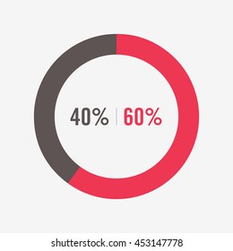 icon red and black chart 40, 60  percent