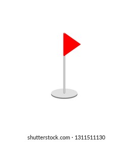Icon red checkbox on white background on flagpole